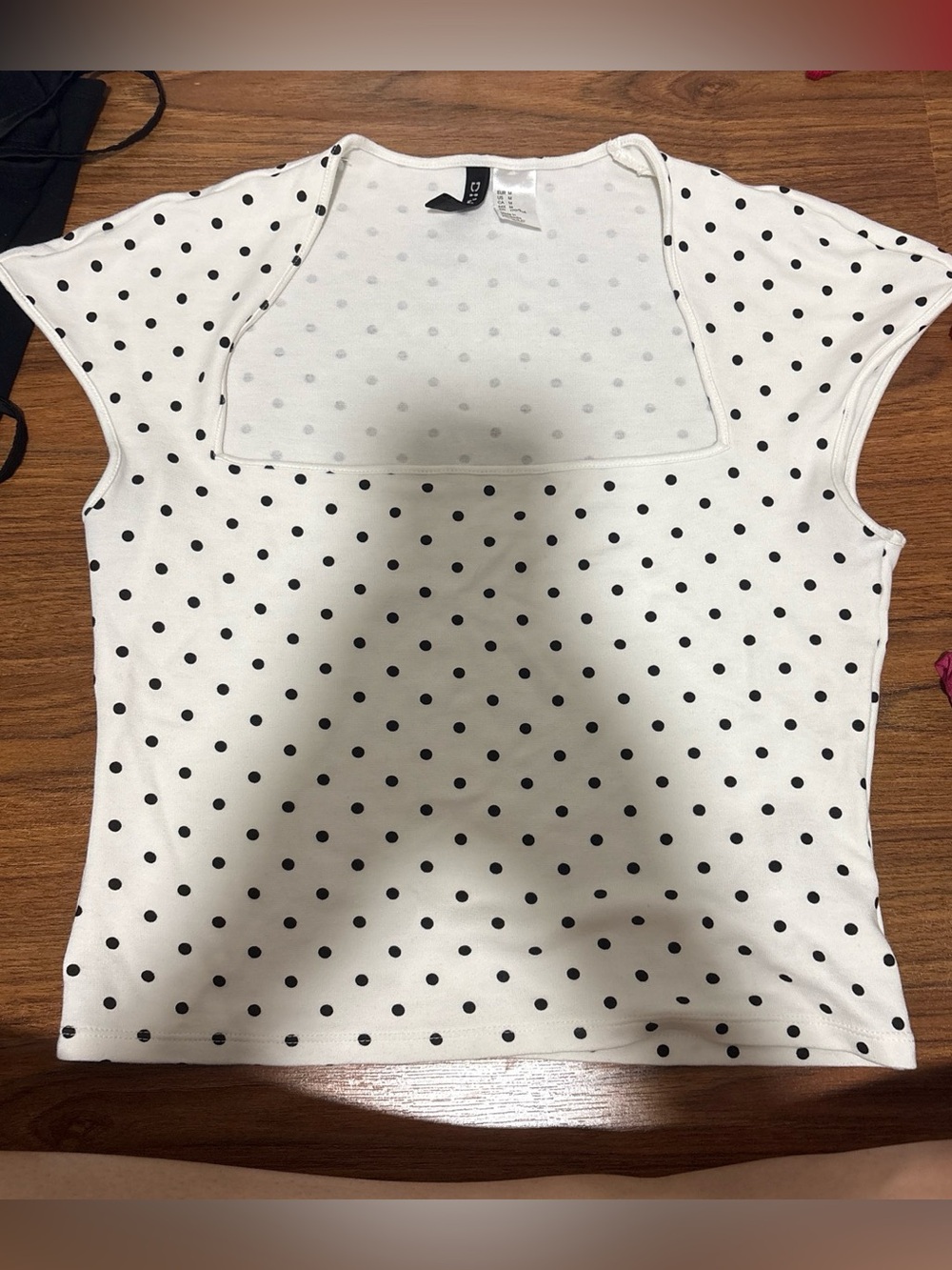 H&M White Crop Top with Black Polka Dots
